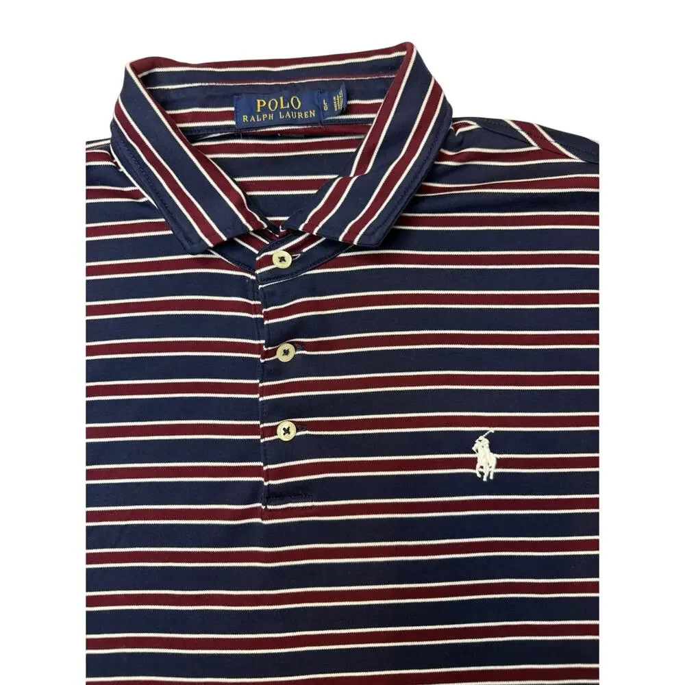 Ralph Lauren Polo Men’s L Classic Red Blue White Striped Pony Short Sleeve